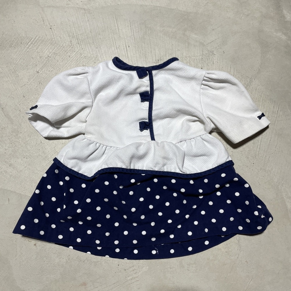Vintage DVF Baby Short Sleeve Polka Dot Girls Blue White Dress 6-9 Months MARKS